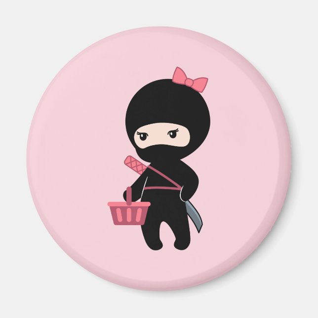 Imã Shopping Ninja Girl on Pink (Frente)