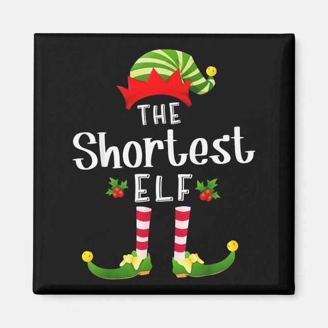Imã Shortest Christmas Elf Matching Pajama X-mas Party (Frente)