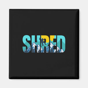 Imã Shred Mountain Snowboard Slopes Sunset Gráfico