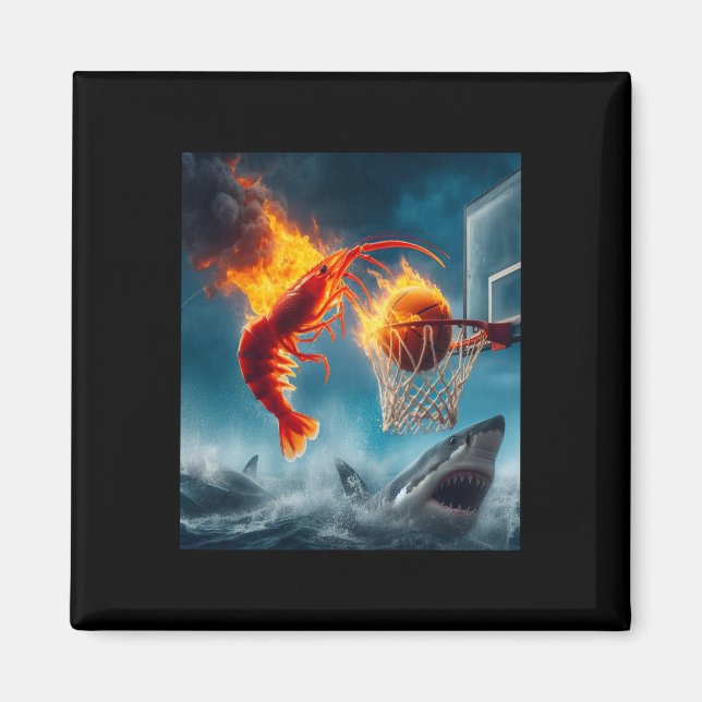Imã Shrimp Dunking On Shark Funny Fishing Meme  (Frente)