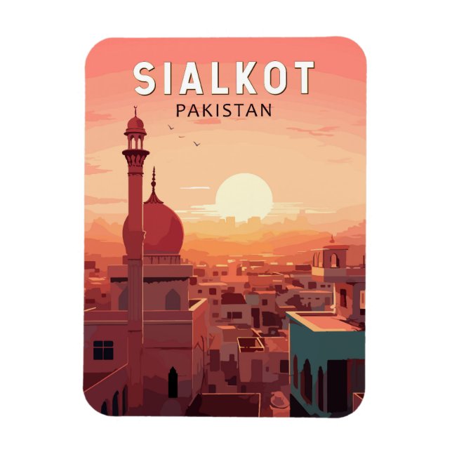 Ímã Sialkot Pakistan Viagem Art Vintage (Vertical)