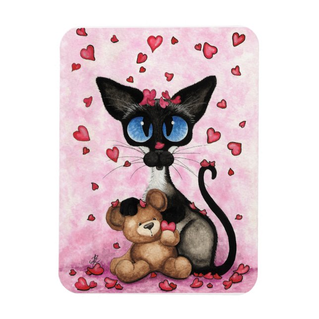 Ímã Siamese Cat Valentines Day by Bihrle (Vertical)