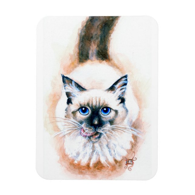 Ímã Siamese Cat Watercolor (Vertical)