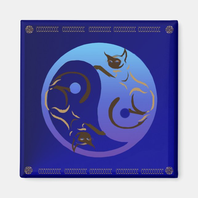 Imã Siamese Cat Yin e Yang Magnet (Frente)