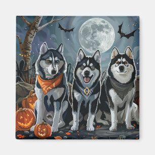 Imã Siberian Husky Halloween Assustador 