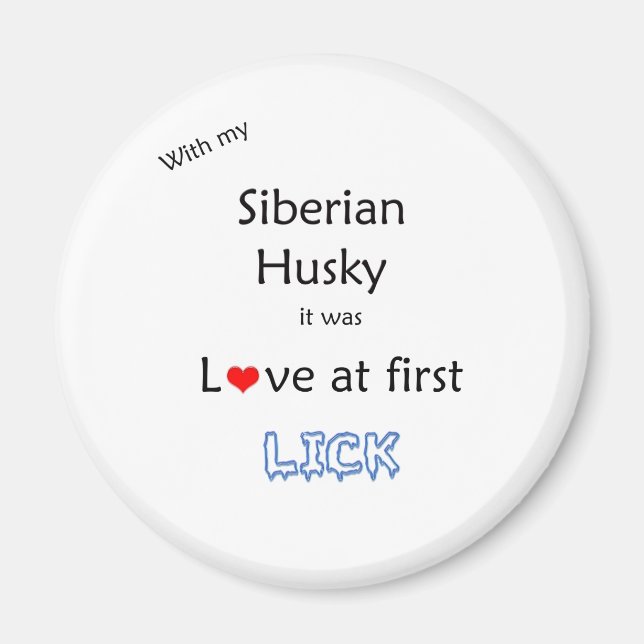 Imã Siberian Husky Love in First Lick - Magnet (Frente)
