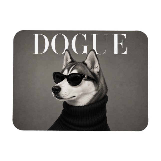 Ímã Siberian Husky Luxo Retrato de Cachorro de Moda Fl (Horizontal)