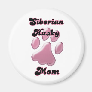 Imã Siberian Husky Mãe Pawprint Rosa - Magnet