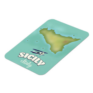 Ímã Sicily Italy vintage style map