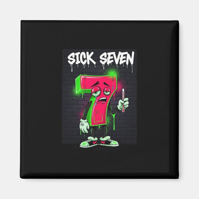 Imã Sick Seven 67 Meme Halloween Costume Fun Retro Hum (Frente)