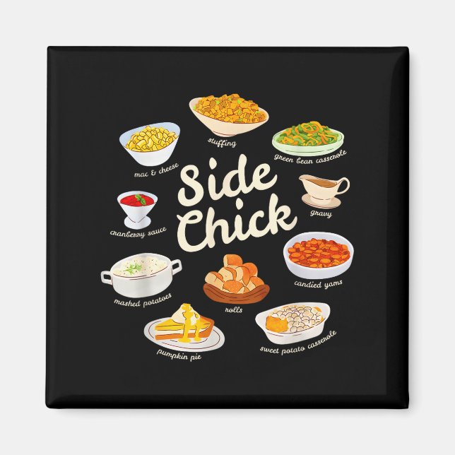 Imã Side Chick Funny Thanksgiving Sides Retro Food Tha (Frente)