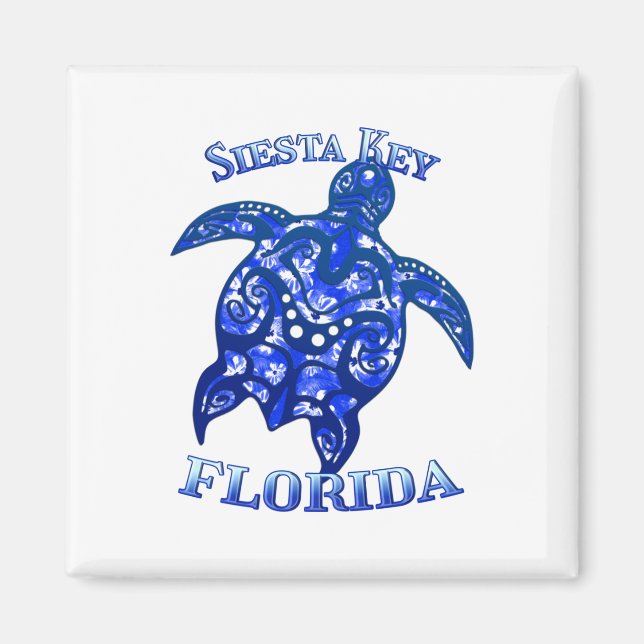 Imã Siesta Key Flórida Vacation Tribal Turtle (Frente)