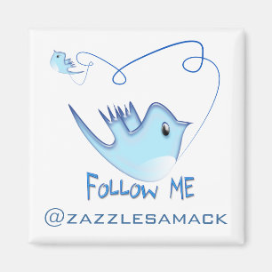 Imã Siga-me o Twitter Gifts and Swirls T-shirts