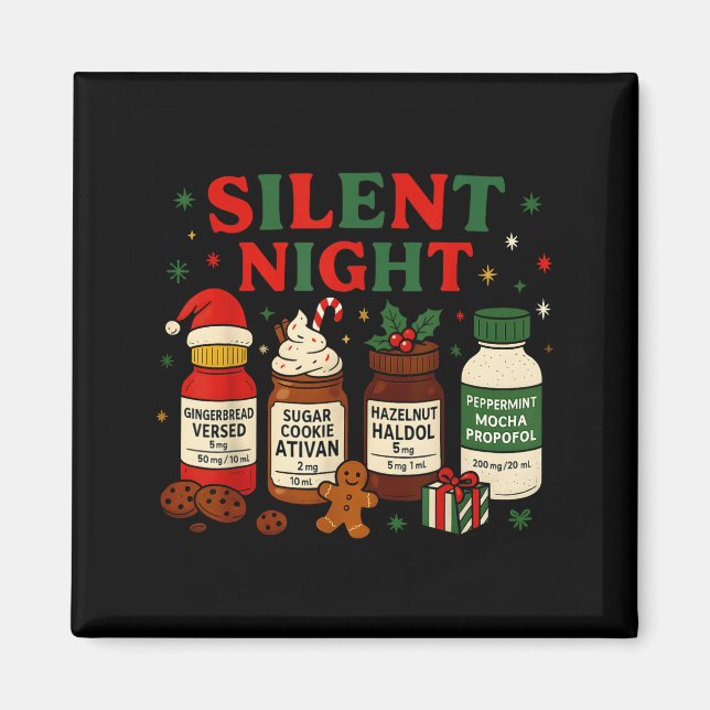 Imã Silent Night Profol Icu Nurse Funny Christmas Medi (Frente)