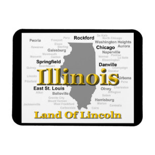 Ímã Silhouette do Mapa do Orgulho do Estado de Illinoi