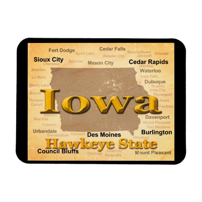 Ímã Silhouette do Mapa do Orgulho do Estado de Iowa Ag (Horizontal)