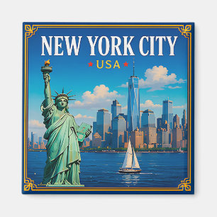 Imã 🗽 Silhueta da Cidade de Nova York Memória de Manh