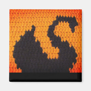 Imã Silhueta da cisne preta e impressão do Crochet do