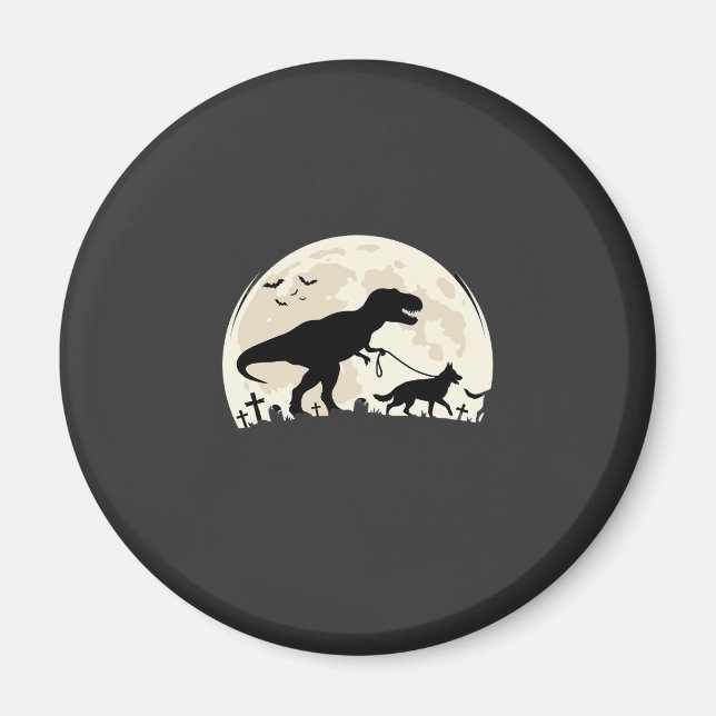 Imã Silhueta da Lua do Dinossauro de Halloween do Past (Frente)