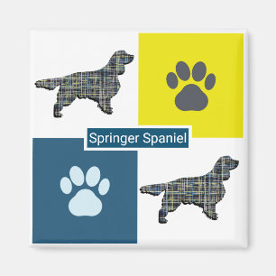 Imã Silhueta de Cachorro Espanhol Springer e Grade Y&B
