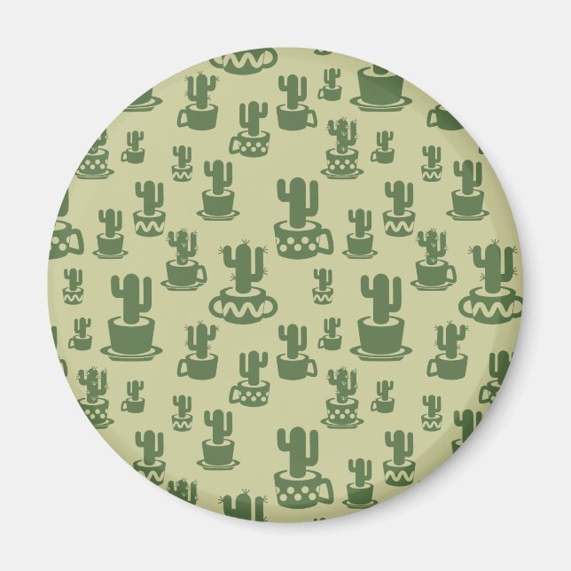 Imã Silhueta de cacto sucessivo em copos e potes (Frente)