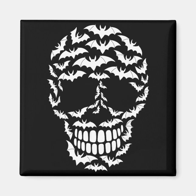 Imã Silhueta de Crânio de Morcego Fantasia de Hallowee (Frente)