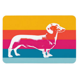 Ímã Silhueta de Dachshund em Arte Pop Retrô