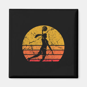 Imã Silhueta de desenho Vintage Retro Sun Sketll Girl