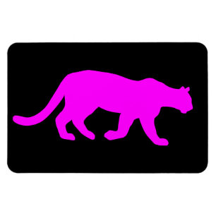 Ímã Silhueta de Leão-da-Montanha Puma Cougar Magenta