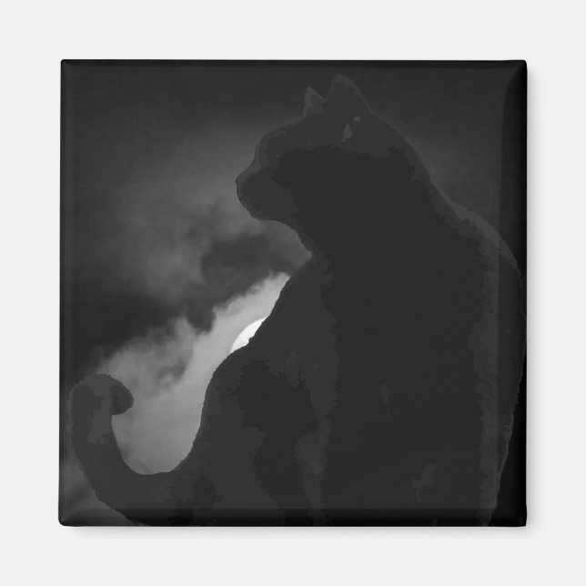 Imã Silhueta de Lua Gato Preto (Frente)