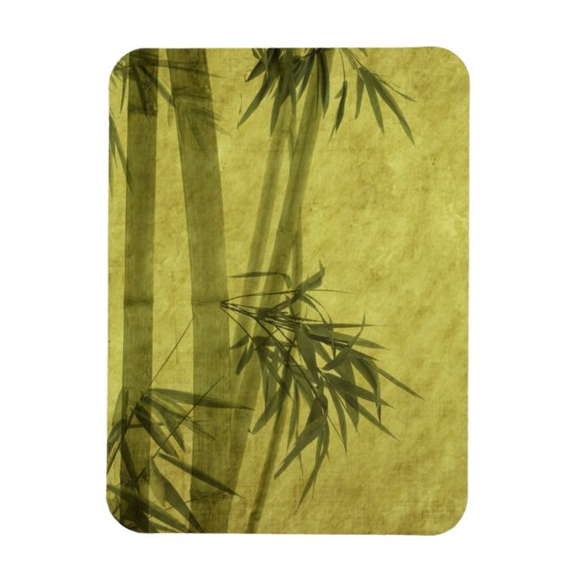 Ímã Silhueta de ramos de um bambu no papel (Vertical)