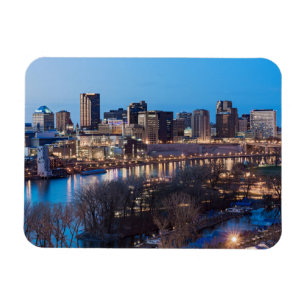 Ímã silhueta de saint paul e frente do rio à noite