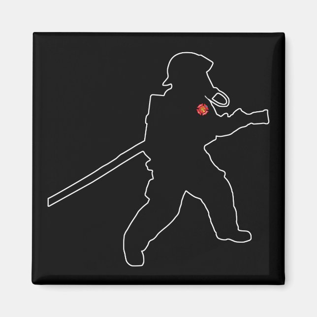 Imã Silhueta de salvamento de incêndio de bombeiro (Frente)