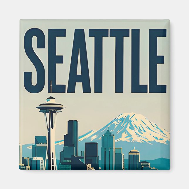 Imã 🌲 Silhueta de Seattle Washington (Frente)