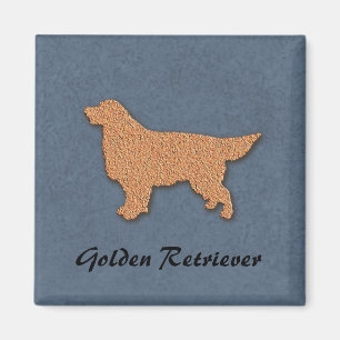Imã Silhueta do golden retriever no azul