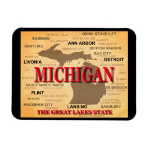 Ímã Silhueta do mapa do orgulho do estado do Michigan