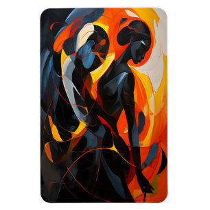 Ímã Silhueta Elegante de Abstrato em Arte Fiery Tones