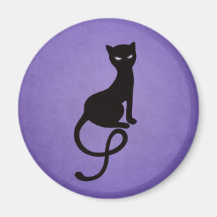 Imã Silhueta má gracioso do gato - roxo preto do
