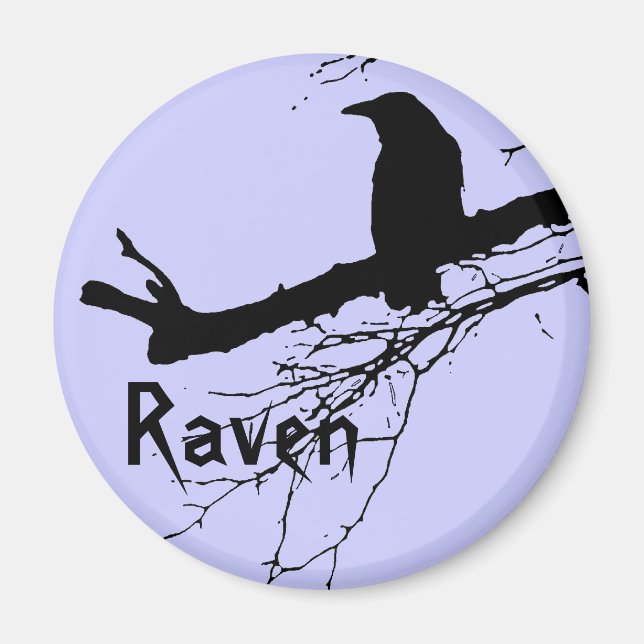 Imã Silhueta Preta de Raven na Árvore (Frente)
