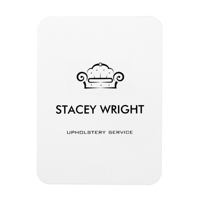 Ímã Silhueta preta de sofá branco estofado (Vertical)
