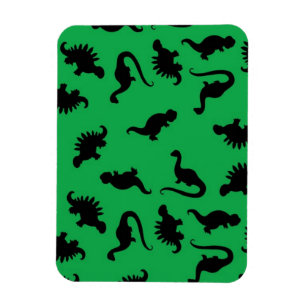 Ímã Silhuetas de Dinossauros em Padrão de Fundo Verde