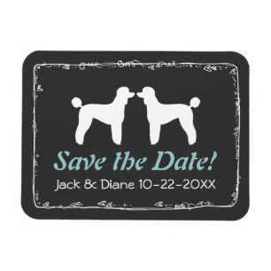 Ímã Silhuetas de Poodle Padrão Casamento Salve a Data