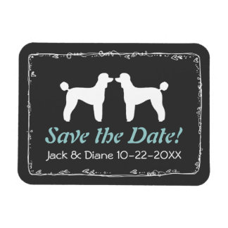 Ímã Silhuetas de Poodle Padrão Casamento Salve a Data