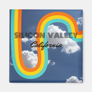 Imã Silicon Valley California - Retro Rainbow and Clou