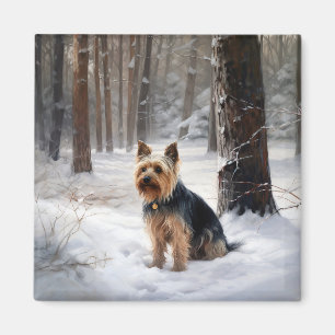 Imã Silky Terrier Deixe Nevar Natal
