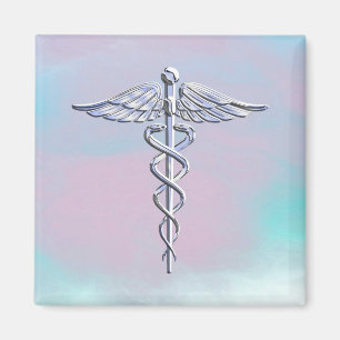 Imã Silver Caduceus - Símbolo Médico - Decoração d