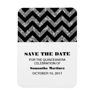 Ímã Silver Chevron Glitter Quinceñera Magnet