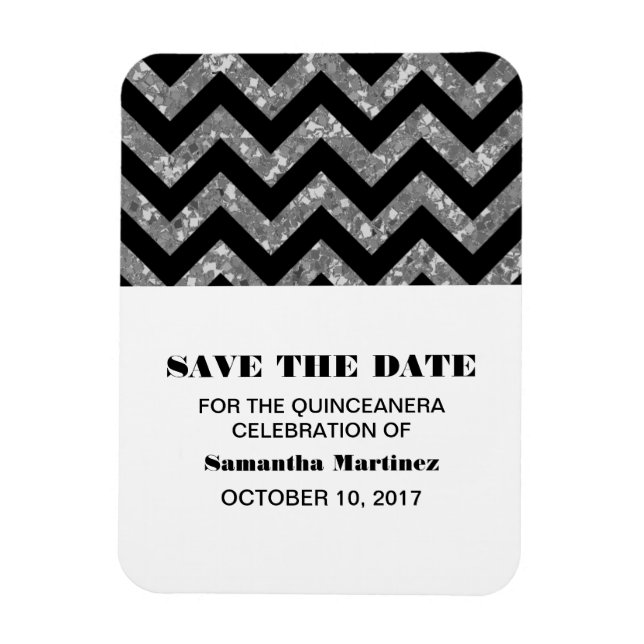 Ímã Silver Chevron Glitter Quinceñera Magnet (Vertical)