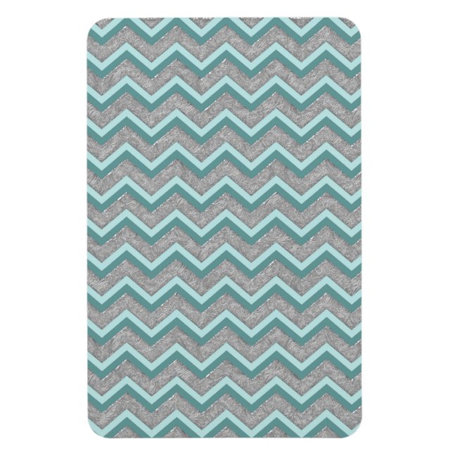 Ímã Silver Foil e Teal ZigZag (Vertical)