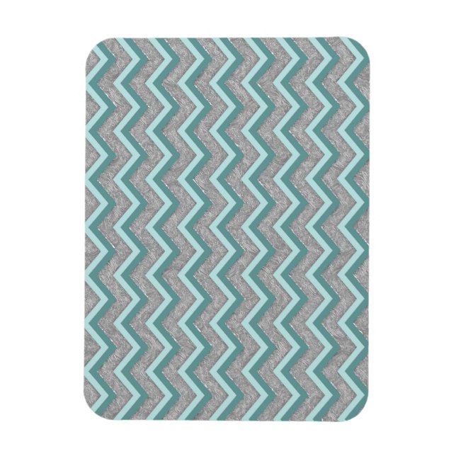 Ímã Silver Foil e Teal ZigZag (Vertical)